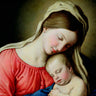 Traditional canvas art print of Beata Vergine con Bambino by Sassoferrato, featuring the Madonna and Child, by Feeling at Home.