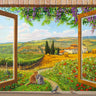 European canvas art print titled "Finestra sulla campagna" by Feeling at Home, featuring a scenic countryside window view.