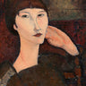 Feeling at home Adrienne figurative canvas art print by Modigliani featuring a woman with bangs and elegant portrait details.