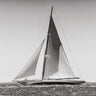 Classic racing sailboat coastal canvas art print by Feeling at Home, featuring a vintage sailboat scene on textured canvas.