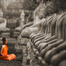 Art Print on canvas Young Buddhist Monk praying, Thailand (BW) by Pangea Images  Photography Romanticism artwork