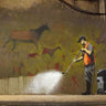 Feeling at Home Leake Street London graffiti Banksy street scene canvas art print featuring vibrant graffiti artwork.