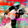 Contemporary canvas art print titled "Kissing the War Goodbye 2.0" by Chestier Eric, featuring vibrant abstract design.