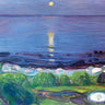 Seascape abstract canvas art print by Munch Edvard, featuring ocean waves and vibrant colors, displayed on a wall.