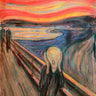 Abstract canvas art print of The Scream by Edvard Munch, featuring bold colors and expressive brushstrokes, by Feeling at Home.