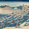 Landscape canvas art print of Mount Fuji seen from Kanaya on the Tokaido by Hokusai Katsushika, featuring traditional Japanese scene.