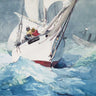 Feeling at Home art print of reefing sails around Diamond Shoals Cape Hatteras by Homer Winslow, landscape canvas wall decor.