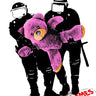 Soft Protest figurative canvas art print by Masterfunk Collective, featuring vibrant colors and abstract human figures.