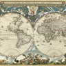 Vintage 1664 Blaeu world map art print on canvas by Feeling at Home, detailed cartographic design with ornate border decoration.