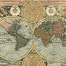 Vintage canvas art print of terrestrial globe by Homann Johanne Baptist, titled Planiglobii terrestris 1716, from Feeling at Home.