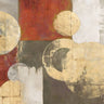 Feeling at Home Golden Orbits abstract canvas art print by Stone Jim, featuring swirling gold and blue design on textured canvas.