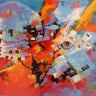 Abstract Cuba map art print by Marzari Tebo, vibrant canvas artwork from Feeling at Home featuring colorful, artistic design.