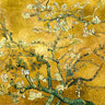 Van Gogh Mandorlo in fiore floral art print by Feeling at Home featuring gold accents on canvas, showcasing vibrant blossom details.