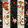 Kandinsky Wassily abstract canvas art print with bold striped and geometric shapes, framed and displayed on a wall.