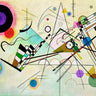 Feeling at Home Composition VIII abstract canvas art print by Wassily Kandinsky with vibrant geometric shapes and bold colors.