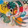 Abstract Kandinsky Wassily art print titled Dominant Curve on canvas by Feeling at Home, featuring vibrant geometric shapes.