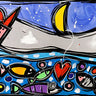 Art Print on canvas Colored fishes by Wallas Landscape other artwork