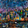 Abstract New York cityscape canvas art print by Appleman Sam, featuring vibrant urban scene in modern art style.
