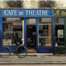 European canvas art print titled Cafe du Theatre by Hak Chiu Tak, showcasing a vibrant street scene in a classic style.
