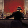 Figurative canvas art print of a cigar bar scene by Lynch Brent, titled "Feeling at Home," showcasing detailed artwork on canvas.
