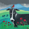 Colorful canvas art print featuring playful animal illustrations by Black Ailsa, titled "Burd on the Bonce," from Feeling at Home.