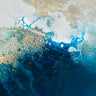 Abstract ocean deep canvas art print by Feeling at Home featuring vibrant blue and teal waves, textured artistic design.