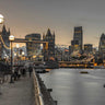 Coastal canvas art print of London Riverside Promenade with Tower Bridge by Frank Assaf, featuring detailed cityscape and waterfront views.