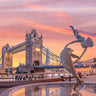 Sunset London Tower Bridge canvas art print by Frank Assaf, showcasing iconic bridge and vibrant sky in a scenic view.