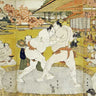 Canvas Art Print A Triptych of a Wrestling Bout Museum subject by Unknown Fine Art Print quality 