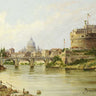 Canvas Art Print The Tiber With The Castel Sant'Angelo and St. Peter's, Rome Coastal subject by Cezanne Paul Fine Art Print quality 