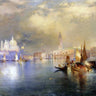 Canvas Art Print Moonlight in Venice Coastal subject by Potthast Edward Henry Fine Art Print quality 