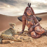 Himba Friends photography canvas art print by Tkachenko Victor featuring vibrant portraits of Himba women in traditional attire.