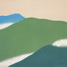 Green mountains landscape art print by Feeling at Home featuring Momoyogusa style on canvas, showcasing lush mountain scenery.