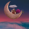 Fantasy moon house canvas art print by Schleicher-Schwarz R, featuring a dreamy, whimsical moon house scene for home decor.
