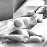 Canvas Art Print Roundism reclining woman Figurative subject by Eftenie Vlad Fine Art Print quality 