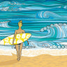 Canvas Art Print Girl With Surfboard Coastal subject by Fadda Maria Nella Fine Art Print quality 