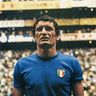 Italian football player Gigi Riva figurative canvas art print by Feeling at Home, showcasing vibrant portrait and dynamic design.