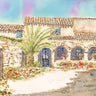 Canvas Art Print Traditional Farmhouse with arches with Palm Landscape subject by Saxe Carol Fine Art Print quality 