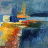 Blue abstract island and Sardinia-themed canvas art print by Fadda Maria Nella, featuring vibrant colors and artistic design.