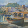 Canvas Art Print Boat on the river Bosa sardinia Coastal subject by Anonymous Fine Art Print quality 