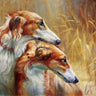 Russian Greyhounds art print by Wiley Marta featuring greyhounds on the hunt, printed on museum-quality canvas.