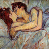Canvas Art Print In Bed The Kiss Figurative subject by Unknown Mexican Artist Fine Art Print quality 