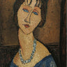 Canvas Art Print Jeanne Hebuterne with a necklace 1917 Abstract subject by Modigliani Amedeo Fine Art Print quality 