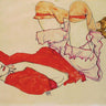 Canvas Art Print Wally in Red Blouse and Raised Knees 1913 Abstract subject by Botticelli Sandro Fine Art Print quality 