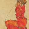 Canvas Art Print Kneeling Girl in Orange Red Dress 1910 Abstract subject by Botticelli Sandro Fine Art Print quality 